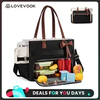 LOVEVOOK Lunch Tote Bag for Women,15.6 Inch&17.3 Inch Large Capacity Work Bag with Laptop Compartment, Teacher Tote Thermal Bag with Zipper, Handbag Insulated Bag Leakproof for Nurse, Office, College,TikTokShopBackToSchool