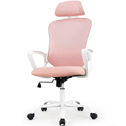 Ergonomic High-Back Mesh Desk Chair - Commercial Office Furniture with Adjustable Headrest, Lumbar Support, Flip-Up Arms, Rolling Wheels for Home, Professional Use, Back Health Solutions