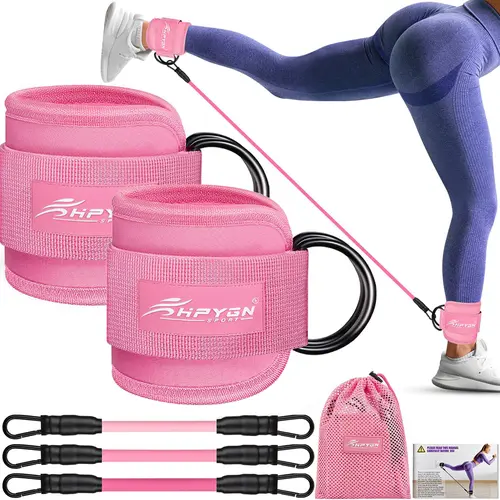HPYGN Ankle Cuff Set Resistance Bands - Gym Equipment for Lower Body Workout, Cable Machine Kickbacks, Booty Training - Home Workout & Training Resistance Bands, Workout Resistance Bands