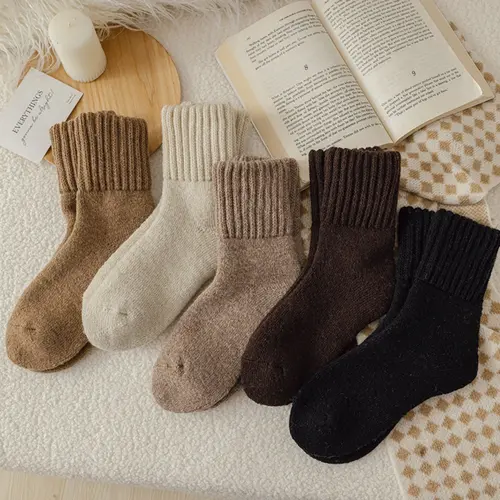 Women's Solid Mid-Calf Polyester Socks - Casual, Soft, Comfy, Warm, Basic, Simple Fit for Fall & Winter Everyday Wear,sohochic