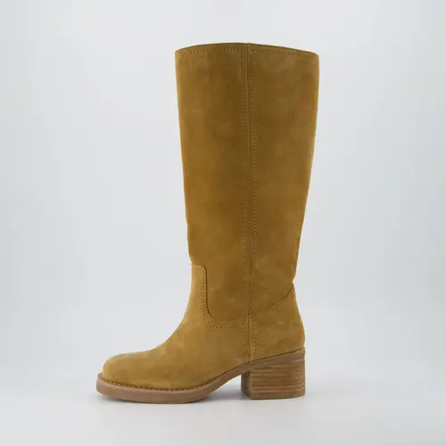 Cushionaire Sawyer Tall Genuine Leather Boots For Women | Pull On Casual Knee High Suede Riding Boots with Chunky Leather Stacked Heel | Stylish Tall Fashion Boots For Everyday Outfits