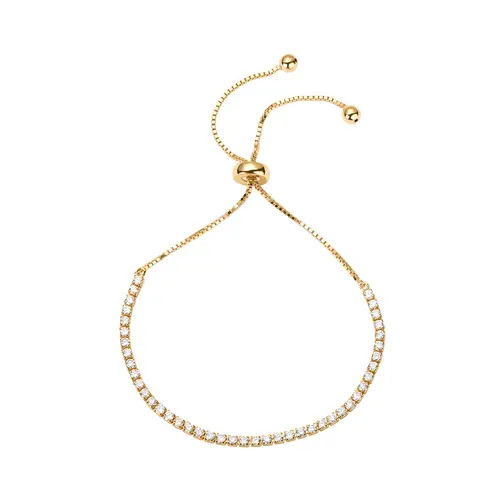 PAVOI 14K Gold Plated Cubic Zirconia Classic Tennis Bracelet for Women - 2 Pack Cubic Zirconia Classic Tennis Bracelet - Adjustable Slider