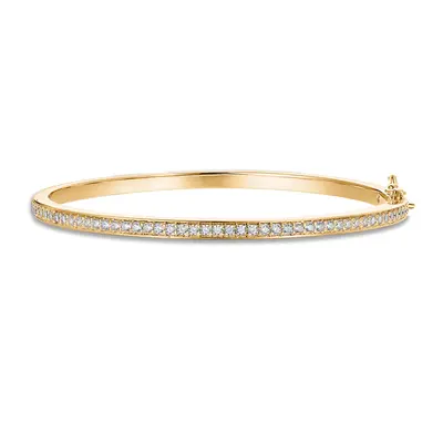 PAVOI 14K Gold Plated Cubic Zirconia Bangle Tennis Bracelets for Women - Classic Love Cuff Bangle Bracelets