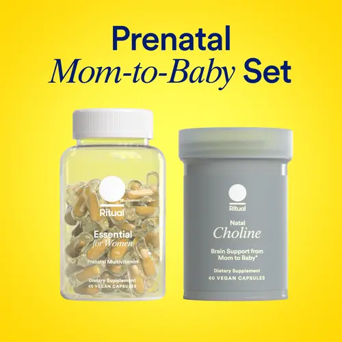 Ritual Mom-to-Baby Set with Prenatal Vitamins and Natal Choline Supplements, Supports Pregnancy, Baby's Cognitive Function, Fetal Brain Development, 30 Day Supply