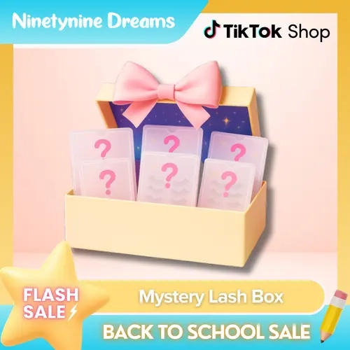 Ninetynine Dreams Mystery Lash Box (Get 3, 6, or 10 Unique Lashes Styles) May include strip, cluster, lower lashes, [NO GLUE] self-adhesive lashes, Manhua Lashes Book, Beginner-Friendly Ultra-Thin Band Reusable Lashes, Perfect For Holiday Gifts & Surprise