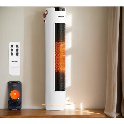 ROVSUN 24in PTC Electric Tower Heater - 120V/60Hz, 100W/300W/600W/1500W, 3.7 lbs, 9.06''W x 9.06''D x 24''H, WiFi, Remote & APP Control, Oscillation, 1-9 Hour Timer, Adjustable Thermostat, Tip-Over & Overheat Protection, New for Bedroom, Office,sohochic