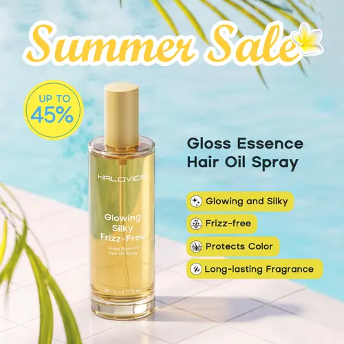 Halovida Gloss Essence Hair Oil Spray,Glowing & Silky Hair,Repair & Heat Protection,Advanced Color Protection,Long-lasting Fragrance,Gentle,Jojoba Oil,With Camellia Squalane,ZORYALYS Complex Haircare, #backtoschool