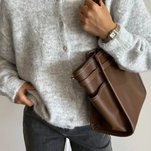 Women's Vintage Soft Multifunctional Knitted Cardigan, Autumn Winter New Arrival, Back-To-School Season, Button Design, Round Neckline, Casual, Knitwear, Womenswear