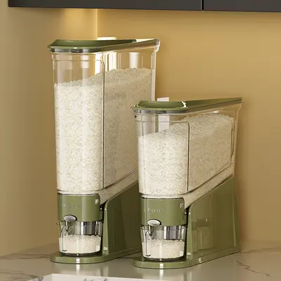 UFORU Airtight Rice Dispenser, Narrow-Seal Compact Storage Container, 11 lbs/22 lbs Large Capacity, BPA-Free Food-Grade Material, Insect-Proof, Moisture-Resistant, 1-Press Operation for Grains, Beans, Kitchen Organization
