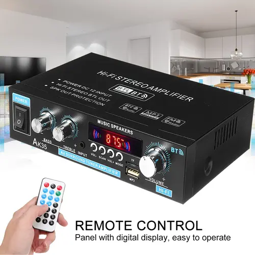[sohochic] AK-35/S-299 Bluetooth 5.0 Wireless Digital Audio Power Amplifier Module, 2/4-Channel 30W/45W Mini External Amplifier with Bass & Treble Control, AUX, USB, SD Card Inputs & Remote Control