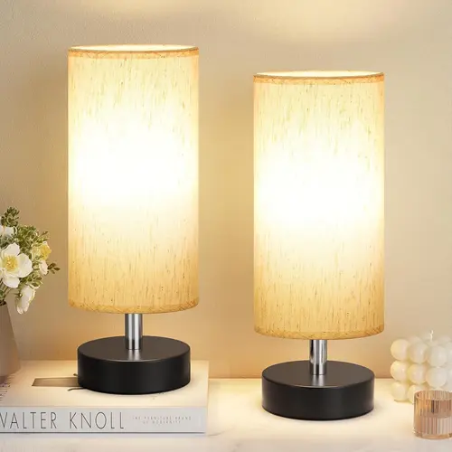 Small Table Lamp for Bedroom Set of 2 - Bedside Lamps for Night Stands, Minimalist Nightstand Light Lamp, Desk Lamps for Reading Room, Kids Room, Living Room, Office, Dorm, Home Lighting, Minimalist Bedroom,sohochic
