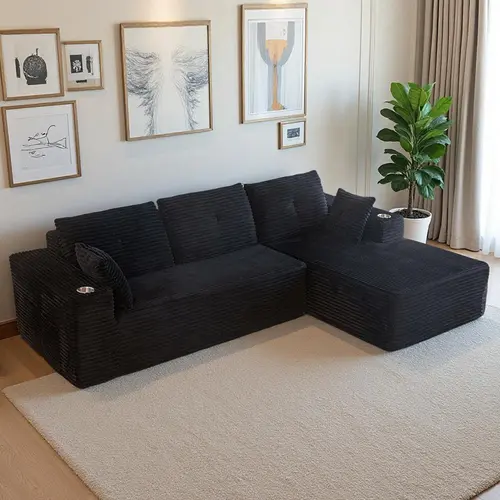【2 Package Shipping】MAXYOYO 104" L-Shape Boneless Couch, Modular Sectional for Living Room, Sofa in A Box, Oversized Sofa Sleeper with Deep Seat, No Assembly Required | Cloud Sofa | Compressed Sofa, SohoChic