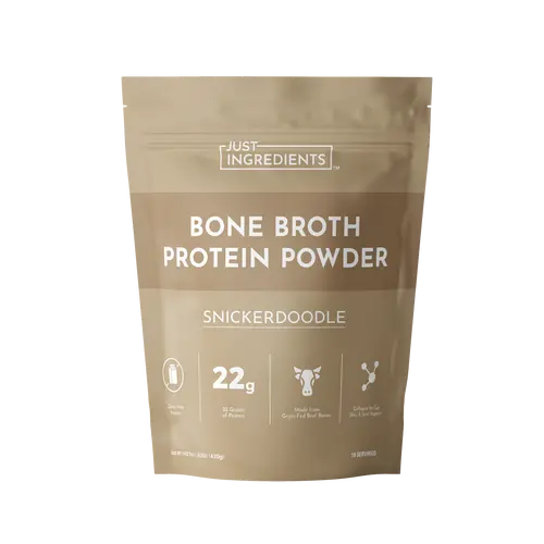 Just Ingredients Bone Broth Protein - 15 Servings - Grass-Fed Beef Bone Broth & Grass-Fed Collagen - 21-23g of Grass-Fed Protein per Serving - Dairy-Free - Collagen for Gut, Skin & Joint Support - Made with Real Food Ingredients