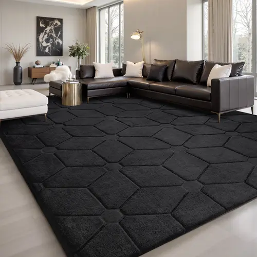 FAMVAL Thick Plush Diamond Jacquard Area Rug, Soft Fluffy Non-Slip Geometric Carpet for Bedroom Kids Room Living Room Decor summerwins