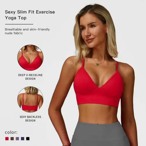 Sports Bra for Women, Solid Fitted Tank Top Workout Bra with Padded Wireless Support, Breathable Nylon Yoga Fitness Sportswear, Female,travel essentials,camping essentials, Gym Fitness