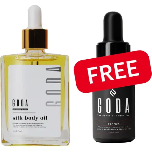 GODA Silk Body Oil 1.79oz – Moisturizing & Firming Body Oil with Vanilla, Lavender & Cacao Notes for Smoother, Firmer Skin | Lightweight Scented Formula