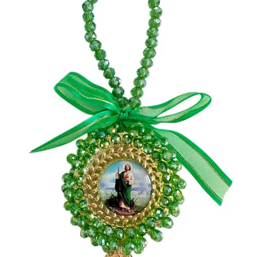 Handmade Saint Jude and Virgin Mary Protection Charm, Catholic Jewelry Gift, Car Hanging Ornament, Car Interior & Home Decoration Accessories, Car Decorations, Car Interior Accessory, Car Trinkets, Car Ornaments