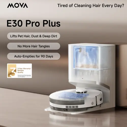 MOVA E30 Pro Plus Robotic Vacuum - 19000pa Cordless Rechargeable Battery-Powered, Automatic Dust & Debris Removal, App Control for Smart Homes, 3-Year Warranty for Cordless Cleaning,back to school,back to school haul,sohochic