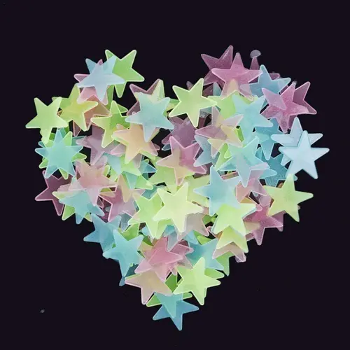 2PCS Adhesive Glow-in-the-Dark Luminous Plastic Wall-Ceiling Stickers, Reusable Home Decoration Accents for Playrooms, Classroom Decor, Home Inspo, Ceiling Stars, Light,sohochic