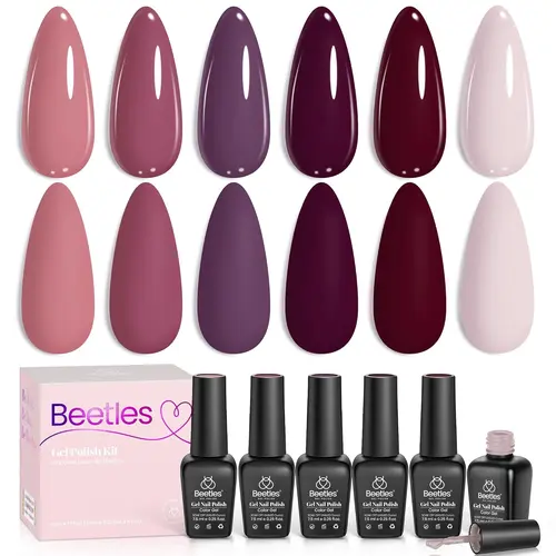 Beetles Fall Gel Nail Polish Set - Soak-Off UV LED Cosmetic for Autumn Winter Manicure, Neon/Coffee/Pastel Shades, Long-Lasting Nail Care Item, Women’s Gift