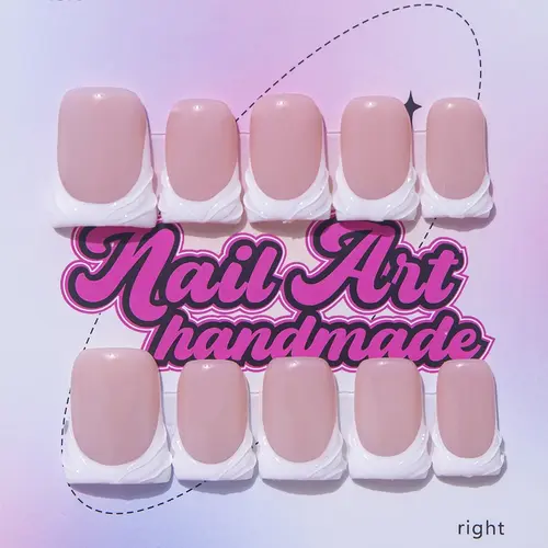 Delicatething Y2K Style Nail Set, Handmade French Design, Includes Jelly Glue, Crystal Stick, File, Perfect Gift for Women