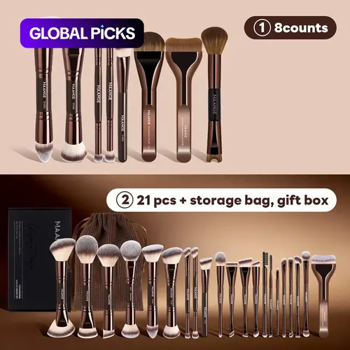 MAANGE Soft-Bristle Makeup Brush Set, Complexion Brush Set for Foundation, Powder, Eyeshadow and Concealer, Face Makeup Brushes, Multifunctional Makeup Brushes, Cosmetic Gift Box Set, Makeup Brushes Kit #GLOBAL PICKS