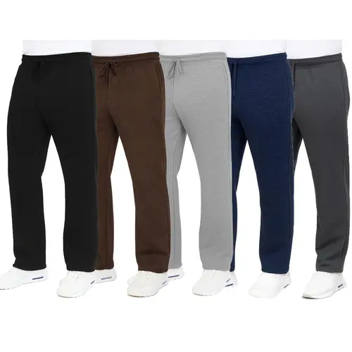 3-Pack Men's Classic & Cargo Heavyweight Fleece Sweatpants with Open Bottom (S-3XL)