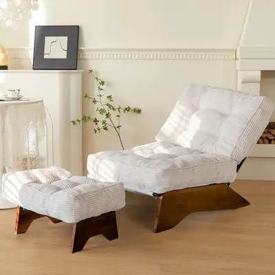 summervibe MAXYOYO Accent Chair with Ottoman Adjustable Backrest, Tufted Living Room Chair Upholstered Lounge Chair with Footrest Set, Modern Chair Cozy Reclining Chair for Reading Room