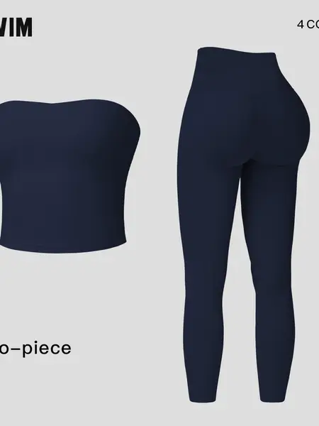 Women's Solid Color Crop Tube Top & High Waist Leggings Sports Set by MFVIM Casual, Comfortable, Breathable Two Piece Outfit for Yoga, Gym, Workouts, Running, Ladies' Summer Sportswear, Activewear,summerwins,travel essentials,camping essentials,sohochic