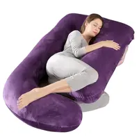 41/60 Inch J-Shaped Pregnancy Pillow for Side Sleeping Full Body Support for Back Belly Hips & Legs Removable Washable Cover Soft Velvet Material,sohochic
