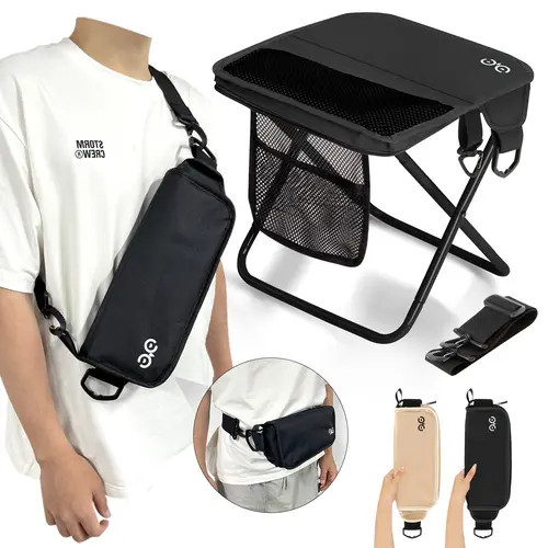 BBQ Party Essential, Versatile Outdoor Folding Chair with Shoulder Strap, Ultralight Design (1.5 lbs / approx. 0.68 kg, Supports Up to 400 lbs / approx. 181 kg) with Velcro Side Storage Pockets for Camping, Hiking, and Fishing Activities