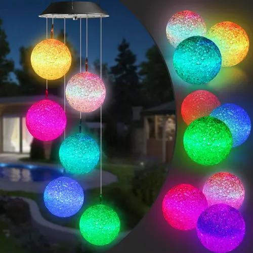 TOODOUR Solar Wind Chime with Color-Changing Plastic LED Ball Mobile - Solar Outdoor Lights, Mother's Day/Memorial Day Gift for Mom, Waterproof, 8-10h Night Run, Up to 8-10h Glowing Display for Garden Patio,sohochic