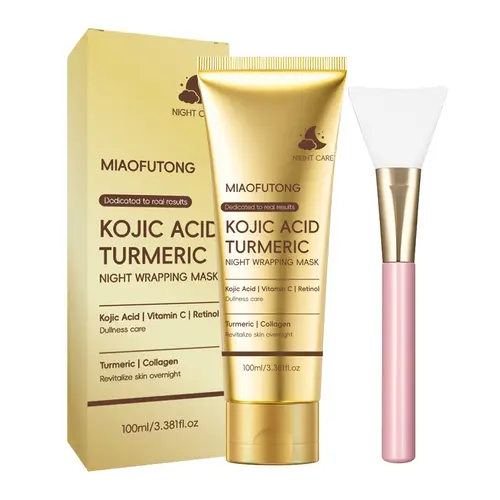 Kojic Acid Turmeric Peel-Off Night Wrapping Mask - Rejuvenating Luminous Collagen Face Mask for Night Routine, with Niacinamide, Vitamin C, 24h Hydration, Plump Skin, Morning Shed Effect, Rejuvenating Face Mask,sohochic