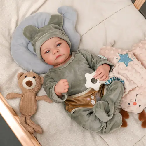 BABESIDE Eyes Open Reborn Levi - 20-In Realistic Newborn Vinyl Full-Body Poseable Boy Doll with Gift Box, Feeding Kit, Baby Doll Tops & Soft Cuddly Toy for Ages 3+,sohochic