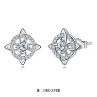 DRINSPER Women's Witches Knot Stud Earrings - Hecate Goddess Celtic Knot Design, Copper with Artificial Zirconia, Tetragrammaton Protection Amulet Jewelry, Fashion Accessories Gift for Women, Artificial Zirconia Earrings, Stud Earrings Jewelry