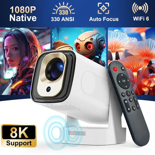 Auto Focus HY310 Intelligent Projector Google Assistant 330ANSI Dual WiFi6 Wireless Bluetooth5.4 1080P Native Auto Keystone Correction Android 14 Built-in Speaker Home Cinema Movie Outdoor #SohoChic