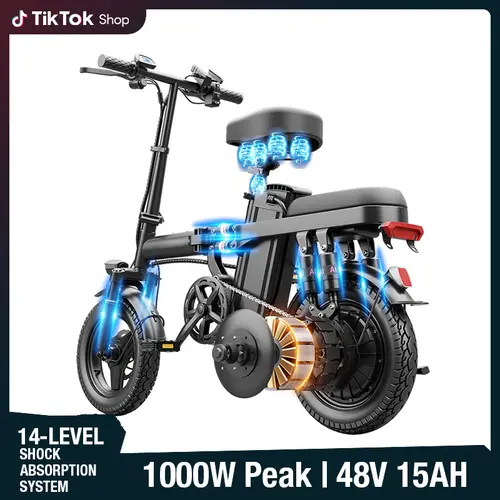 Compact Folding Electric Bike - 500W Motor, 48V 15Ah Battery, 25-45km Range, 14-Level Shock Absorption, 16-Level Road Cush, Dual Disc Brakes, UL2849 Certified, Portable Folding Bike for E-Biking & Outdoor Sports, TikTok Shop Back to School