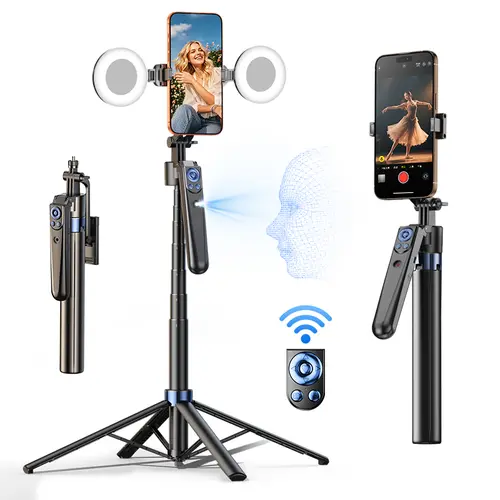 INFOJIFA Automatic Face Tracking Tripod - 360° Rotating Selfie Stick with Bluetooth Remote Control, Mobile Phone Accessories for Smartphone, Cellphone, iPhone, iPad, iOS, Android, Camera, Vlogging Equipment, Tripod For Iphone