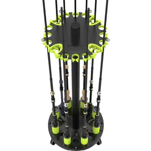 Hikeen Rolling Fishing Rod Rack, Fishing Pole Holder for Garage, Holds Up to 20 Rods or Combos, Portable Fishing Gear Storage Organizer with Wheels, Perfect Fishing Gifts for Men
