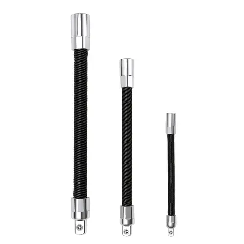 GJANSH Flexible Socket Extension Bar Set 3-Piece 1/2" 3/8" 1/4" Shaft Drive 10" 8" 6"-Spring-Loaded Detent Balls to Prevent Slipping, toolupgrade