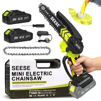 SEESE Brushless Mini ChainSaw Oil System- Portable Electric Cordless Saw for Wood Cutting, Batteries (2000mAh) ,Pruning, Gardening, Camping - Suitable for Seniors, Women Holiday gifts