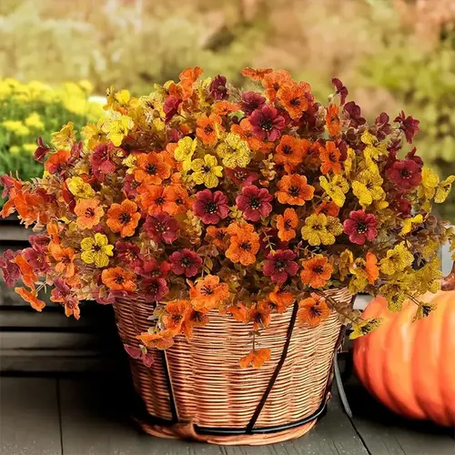 12-Pack Fall Multi-Color Artificial Flowers Assortment Set, Adjustable UV-Resistant Bouquets with Eucalyptus Lavender, Indoor-Outdoor Home Decor Plants, Decorative Vase Accents, Assortment Set Artificial Flowers
