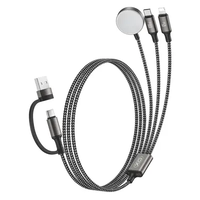 100W 3-in-2 USB-C Charger Adapter Set with Multi-Device Type C Charging Cable, Super Fast Charging Charger for iWatch Ultra/SE/10-1, iPhone17-11, Galaxy S23, 480Mbps Portable Smartphone Accessory