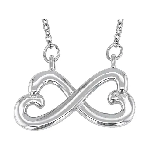 Jtv Silver-Tone Infinity Heart Pendant Necklace for Women, Fashionable Jewelry Accessories, Chain & Link Long Adjustable 17-23 in Metal Coating Elegant Design Heart Emblem Necklace