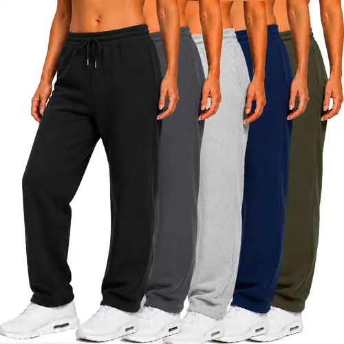 Women's 3-Pack Loose-Fit Classic Heavyweight Fleece Sweatpants with Open Bottom (S-3XL)