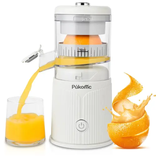 Pukomc Cordless Rechargeable Citrus Juicer - 10.6in Compact Fast Automatic Countertop Juicer, Battery-Powered Handheld Orange Press, Space-Saving Juice Extractor for Summer Fruits, Pulp-Free Juice, Cordless Portable Juicer,sohochic