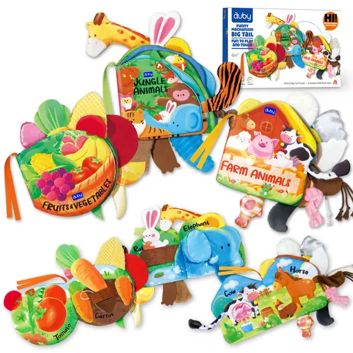 Unisex Baby Cloth Books 3-Pack, Soft Toddler Busy Books for 6M+ Infants, Preschool Learning & Kindergarten Readiness Tools, Travel Toy with Crinkle Sound, Tactile Tails, Multi-Texture Fabric, Machine Washable Montessori Toy, Toddler Busy Book,sohochic