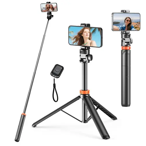 61" Upgraded Aluminium Smartphone Tripod with Wireless Remote, Handheld Selfie Stick & Cellphone Mount - All-in-1 Travel-Friendly Stand for iPhone 13-17, Android