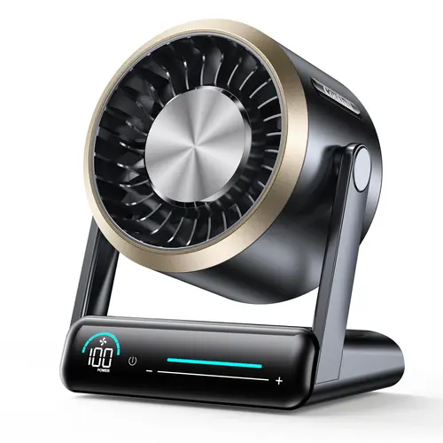 CoolHill Powerful Turbo Multifunctional Cooling Fan - 100-Speed Digital Display, Low-Noise, Rechargeable Personal, Wall-Mounted Desktop Table Fan for Home Office, White, Powerful Turbo Fan