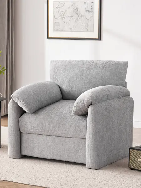 Chenille Oversized Armchair, 38.6" Wide Accent Chairs for Living Room & Bedroom Modern Lounge Chair, Upholstered Mid-Century Reading Chair, Comfy Living Room Chair, Single Sofa Chair